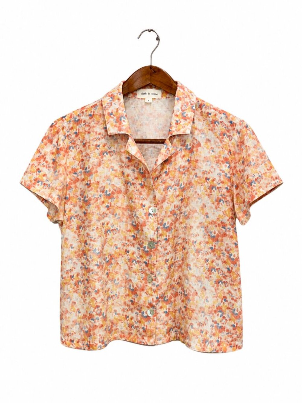 Cloth & Stone 100% Linen Floral Button Down Shirt Small